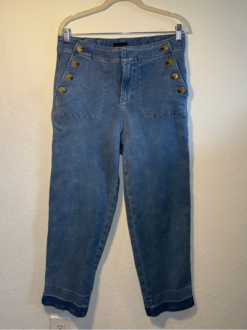Talbots High Waist Cropped Summer Sailor Jeans Straight Leg Size 10